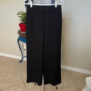 Express Editor Mid Rise Wide Leg Relaxed Trouser Pants - Black - 4